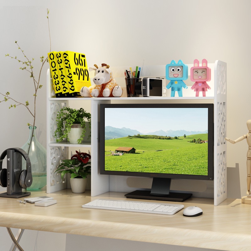 Student study room tabletop bookshelf computer monitor rack multilayer dormitory desktop rack space saver storage rack