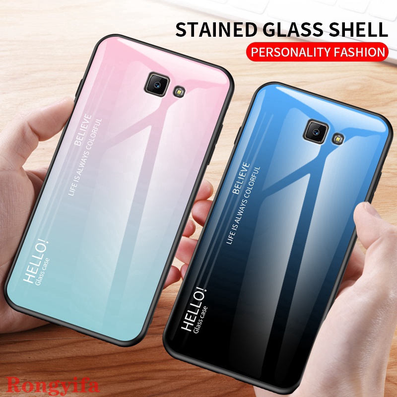 Samsung Galaxy J7 J5 J3 J2 Prime Pro 17 J1 16 15 Phone Case Gradient Tempered Glass Hard Back Cover Shopee Malaysia