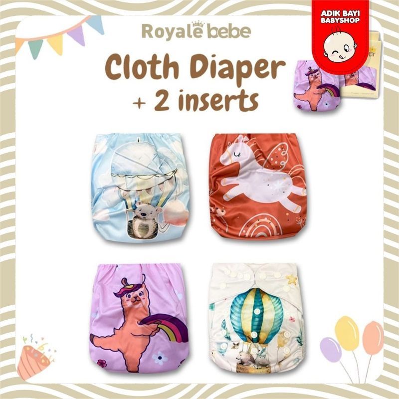 Royale Bebe Cloth Diaper Clodi Baby Cloth Diapers 2 Inserts Can Be Adjusted Pampers Diapers Recycled Shopee Malaysia