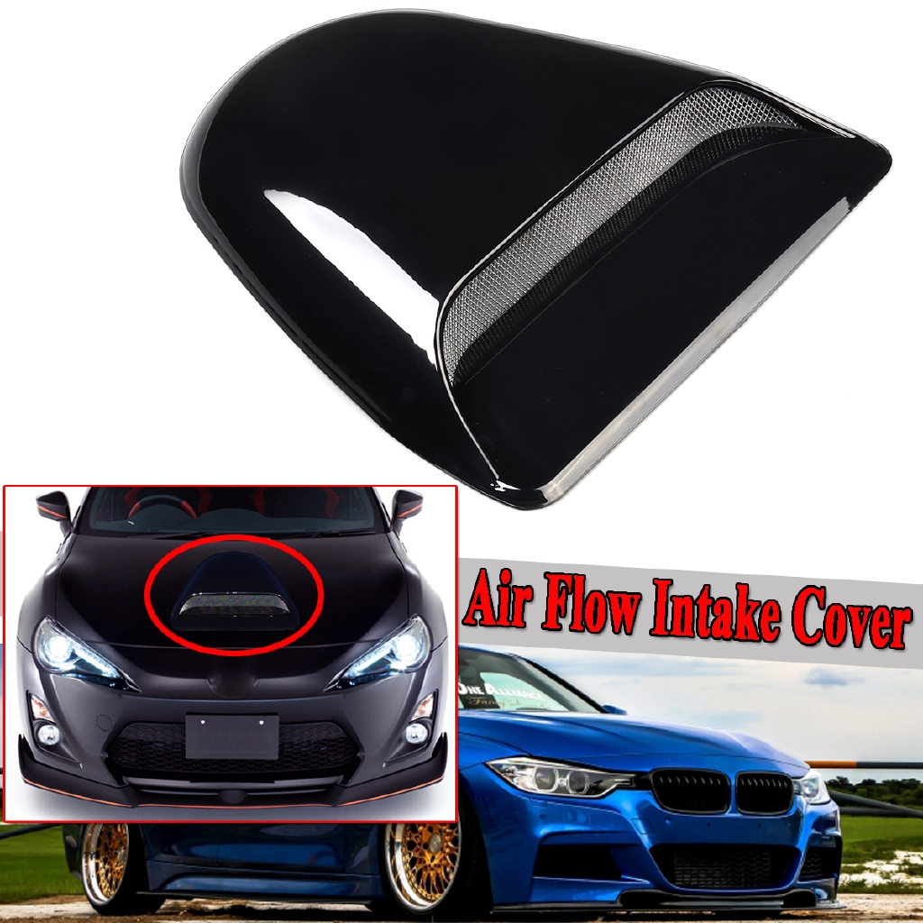 Car 3D Decorative Air Flow Intake Hood Scoop Vent Bonnet Cover Black Universal