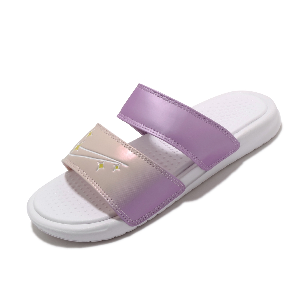 purple nike slippers