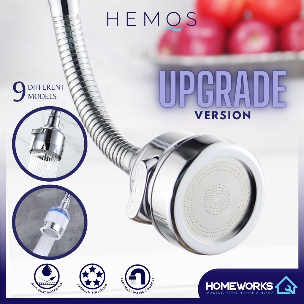 HEMOS KITCHEN SINK FAUCET 3 MODE WATER SAVING 360° SWIVEL TAP NOZZLE ...