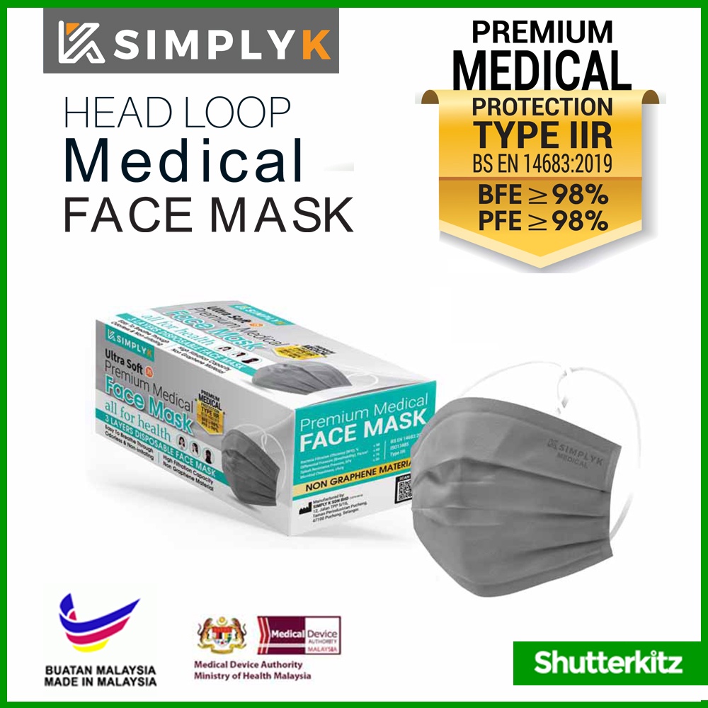 SimplyK Disposable Head Loop Medical Face Mask 3 & 4 Ply Hijab