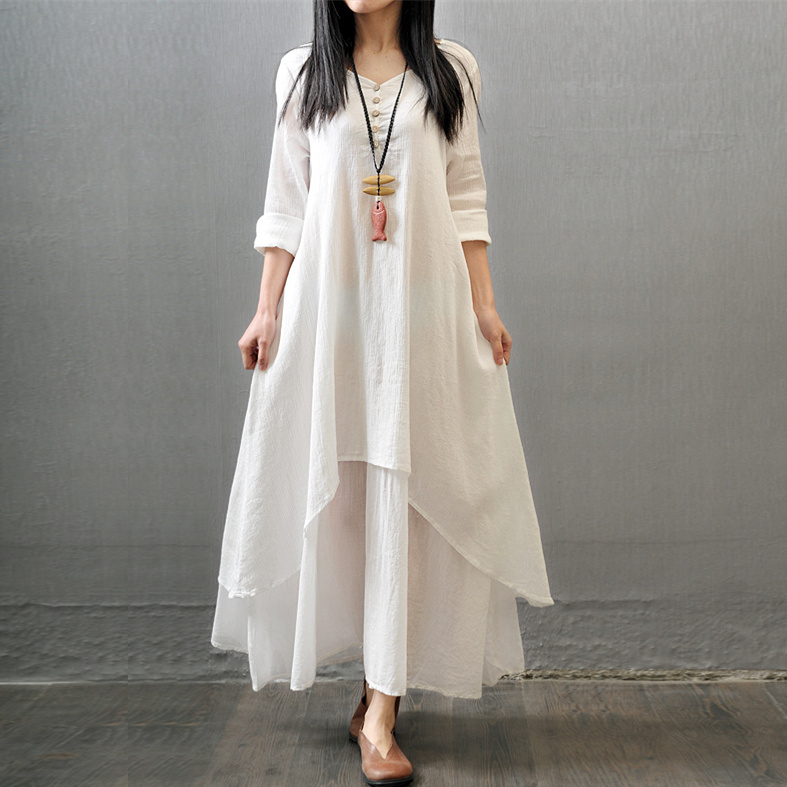 long white loose dress