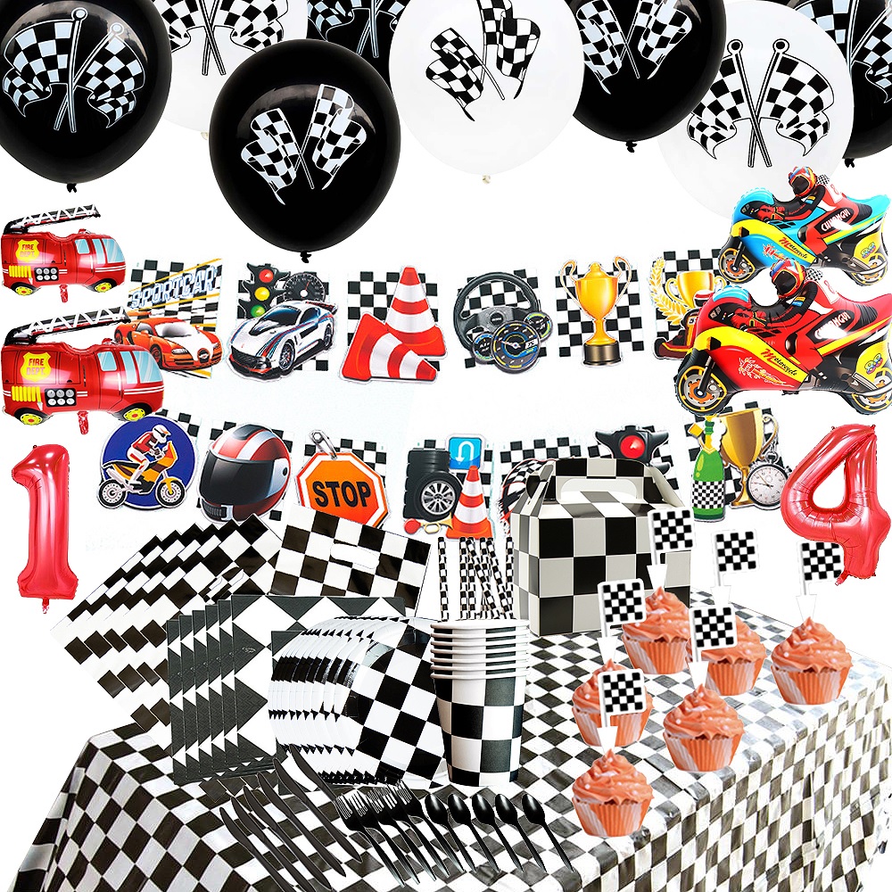 Durable Premium Racing Car Birthday Party Balloons Race Theme Banners Cake Toppers Supplies Decoration Baby Happy Par - Image 5