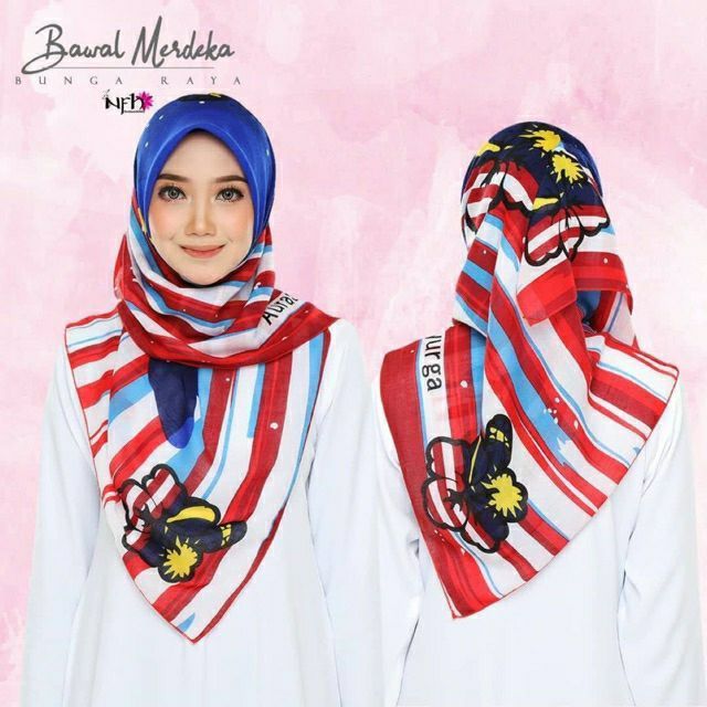 BAWAL COTTON MERDEKA 2020 BIDANG 45 TUDUNG CORAK BENDERA ...