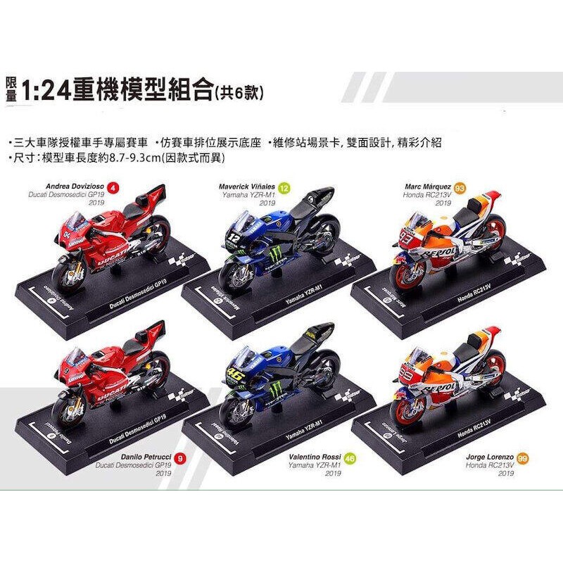 [Kailin Shop] 7-11 Championship Glory MotoGP 1: 24 Heavy Machine Model Combination Car Leather Id Cover Motorcycle Duca Dilosi Honda