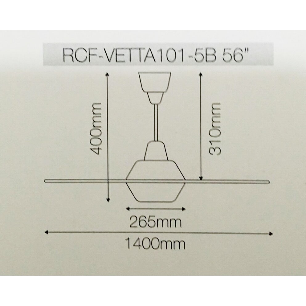 RUBINE Ceiling Fan RCF- VETTA 101-5B 56'' GM (2UNIT FAN) | Shopee ...