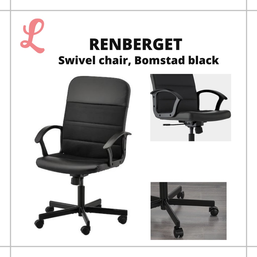 RENBERGET Swivel chair, Bomstad black Shopee Malaysia