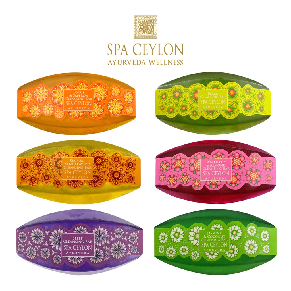 Spa Ceylon Ayurveda Soaps Cleansing Bar Jasmine & Coconut/Lotus & Saffron/Water Lily & Almond