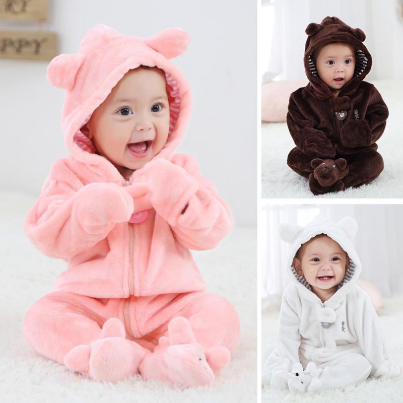 Baby Girl Coat,erthome Infant Baby Girls Boys Solid Cartoon Fleece Ears Hoodie Romper Clothes Jumpsuit 