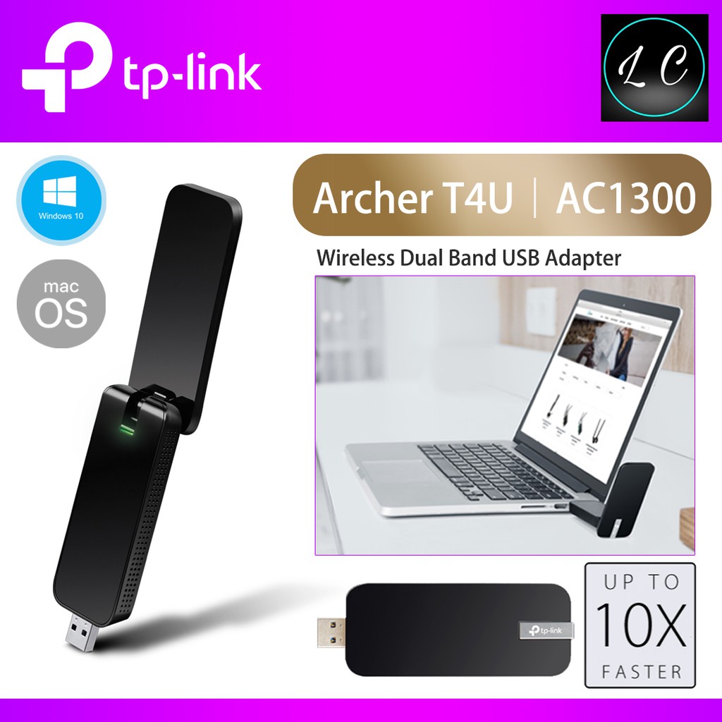 TP-Link ARCHER T4U AC1300 High Gain Wireless MU-MIMO Dual Band USB 3.0 WiFi Adapter