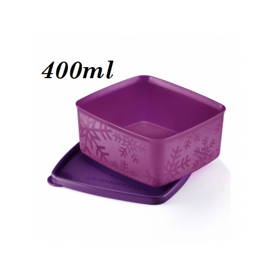 Tupperware Purple Snowflakes Square Round 400ml 1pc