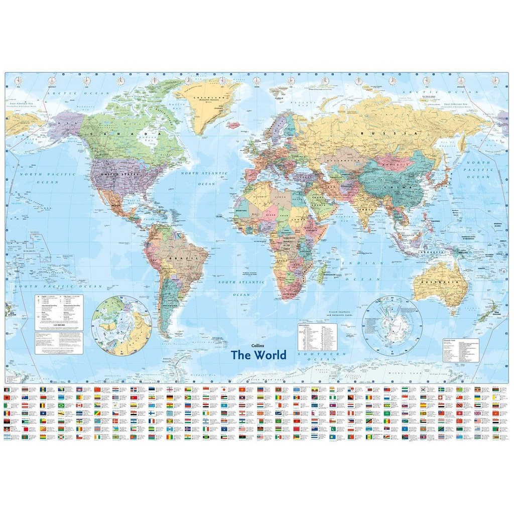 Collins The World Map Bbw) Collins World Wall Map (Isbn: 9780007843718) | Shopee Malaysia