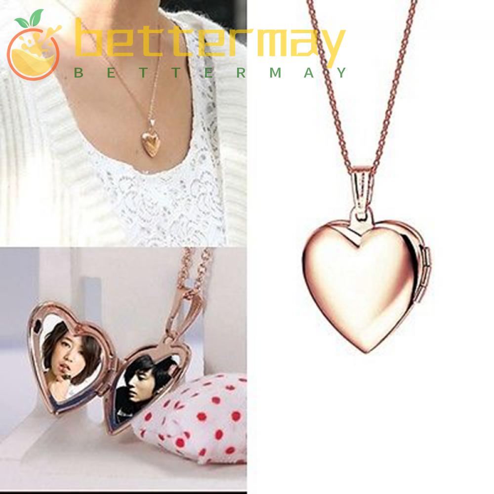 MAYSHOW Jewelry 1PC Friend Lover Heart Shaped Pendant Photo Picture Locket Necklace