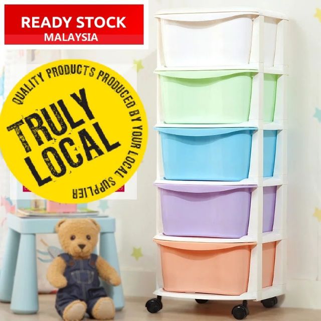 Candy Colored 5 Layer Storage Drawer Cabinet New Shopee Malaysia