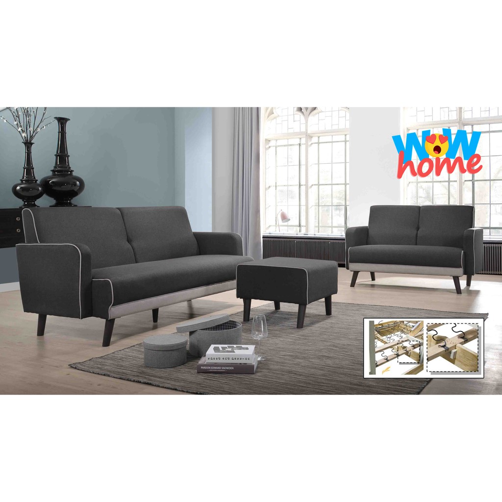 Modern Nordic Fabric Sofa Set (2 & 3 Seater + 1 Stool) Shopee Malaysia