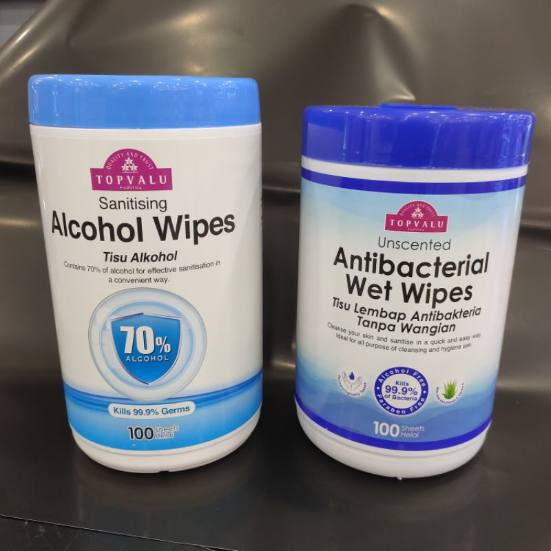 Topvalu Alcohol Wipes & Antibacterial Wet Wipes Shopee Malaysia
