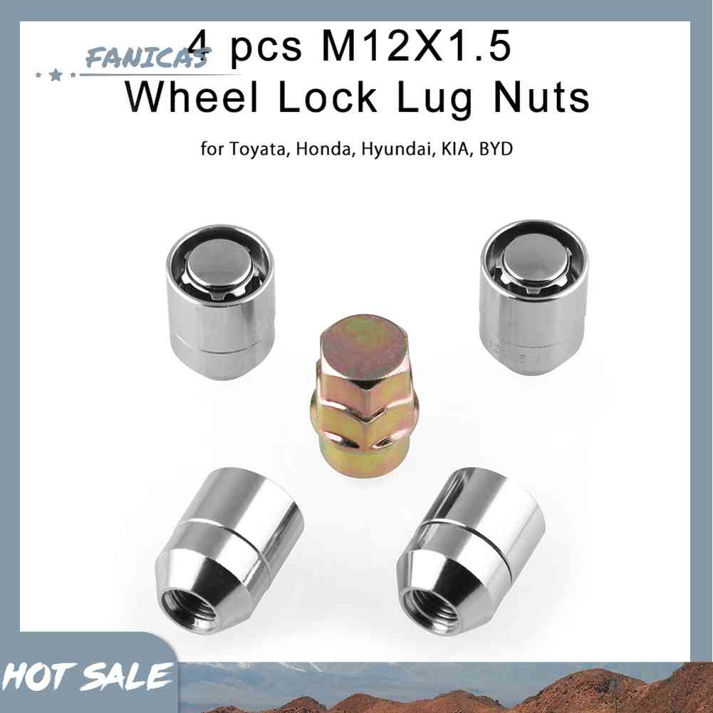M12x1.5 Wheel Lock Lug Nuts 4 Anti Theft Locking Nuts+1 Key Set