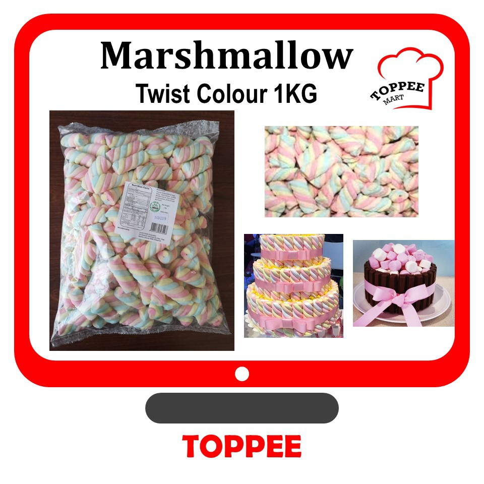 [New Stock] Marshmallow Twist Colour 1kg [Halal] Cake Deco Twist