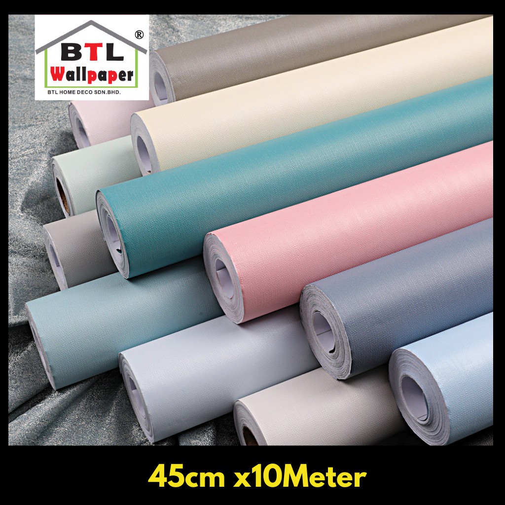 Emboss Plain PVC Wallpaper 45CM X 10Meter No Need Glue | Shopee Malaysia