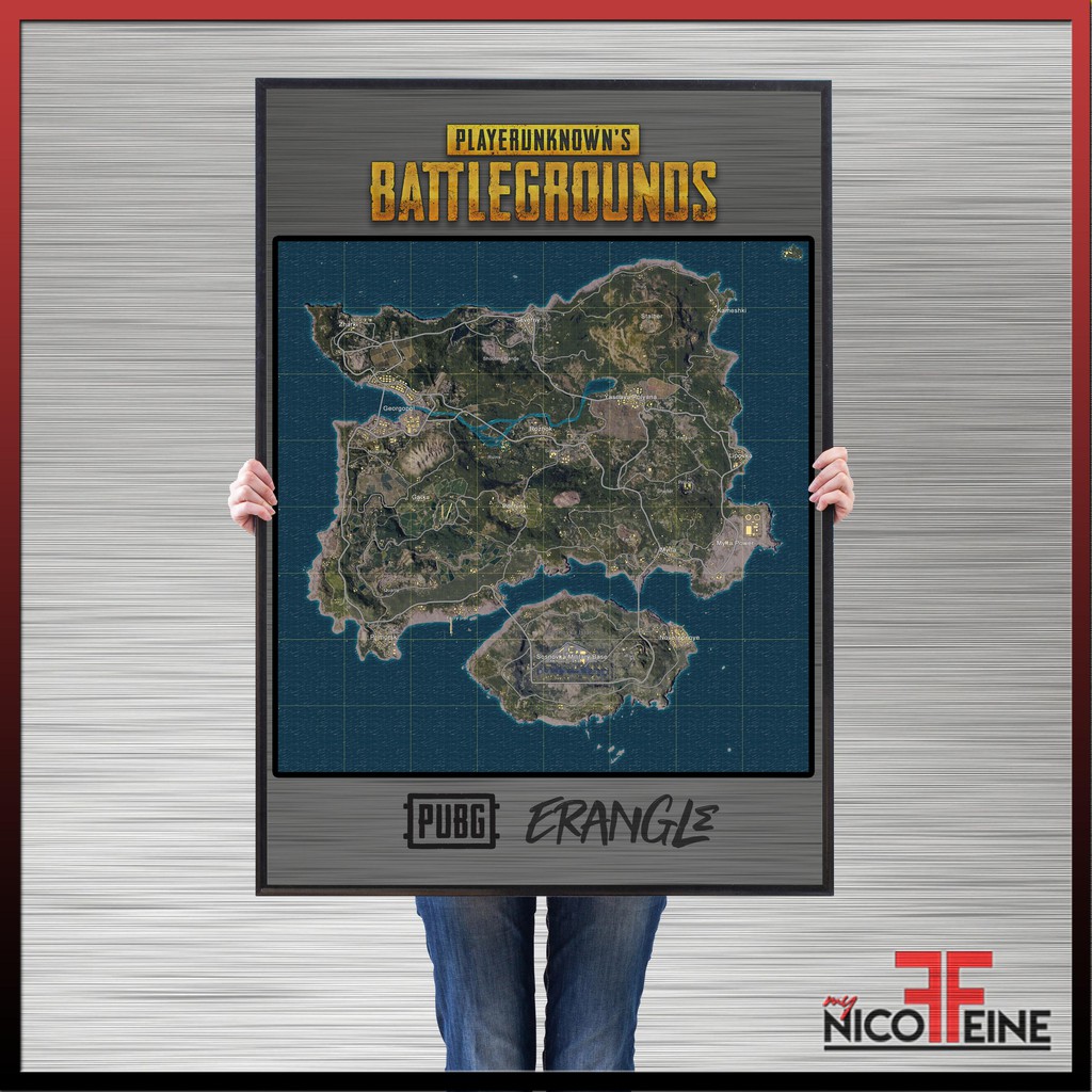 NEW PUBG Erangel Map Large Poster Print / Wall Art | Shopee Malaysia