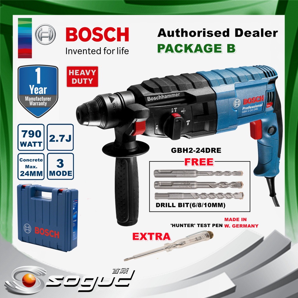 Buy Bosch Gbh2 24dre Professional Rotary Hammer Drill With Sds Plus Gbh 2 24 Dre Gbh220 Seetracker Malaysia