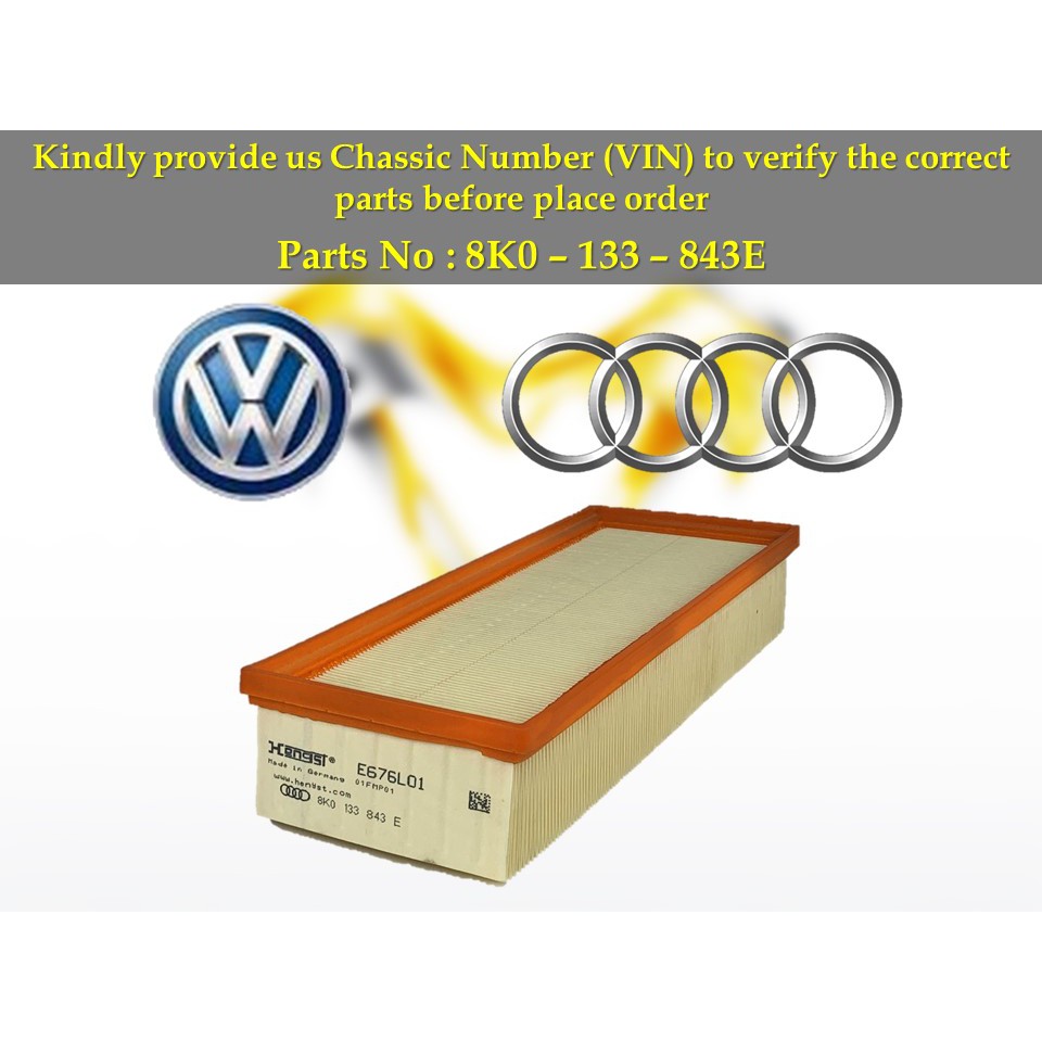 Audi B8 A4 A5 Q5 Air Filter 8K0133843E Shopee Malaysia