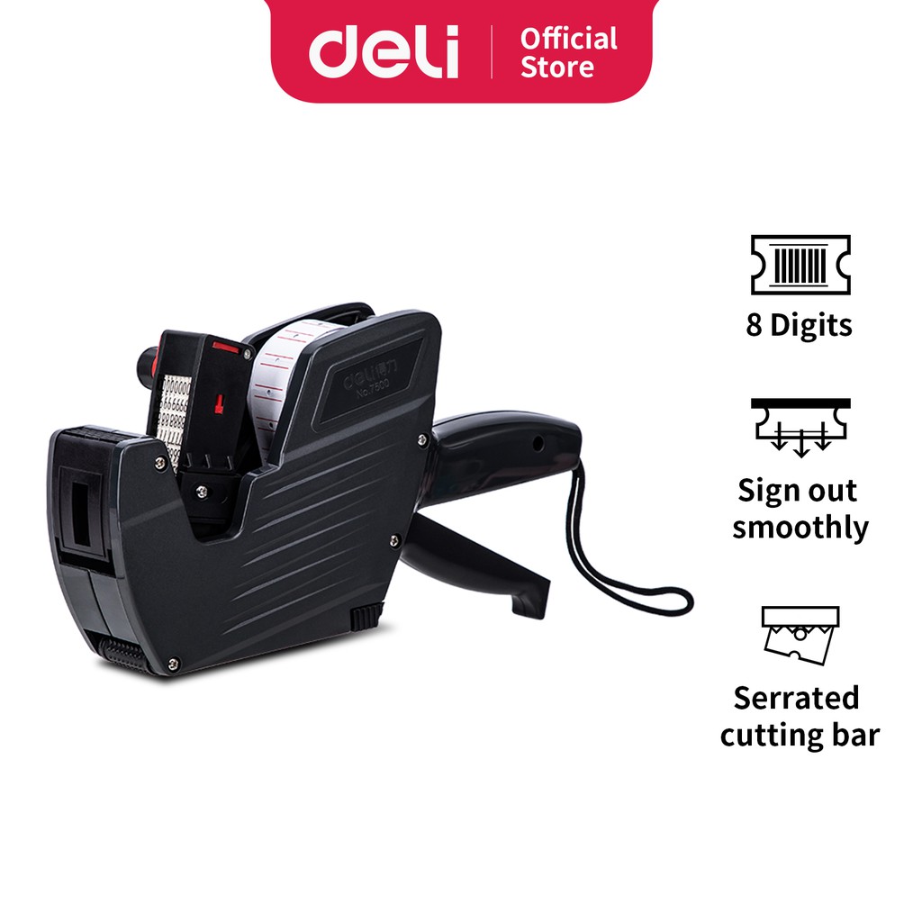 Deli Office Machine Price Label Gun 8 Digits Sign Out Smoothly 7500