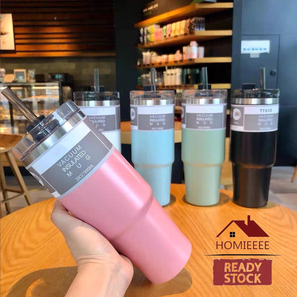 Thermos Tumbler Bottle with Straw🔥Ready Stock🔥Stainless Steel Mug with ...