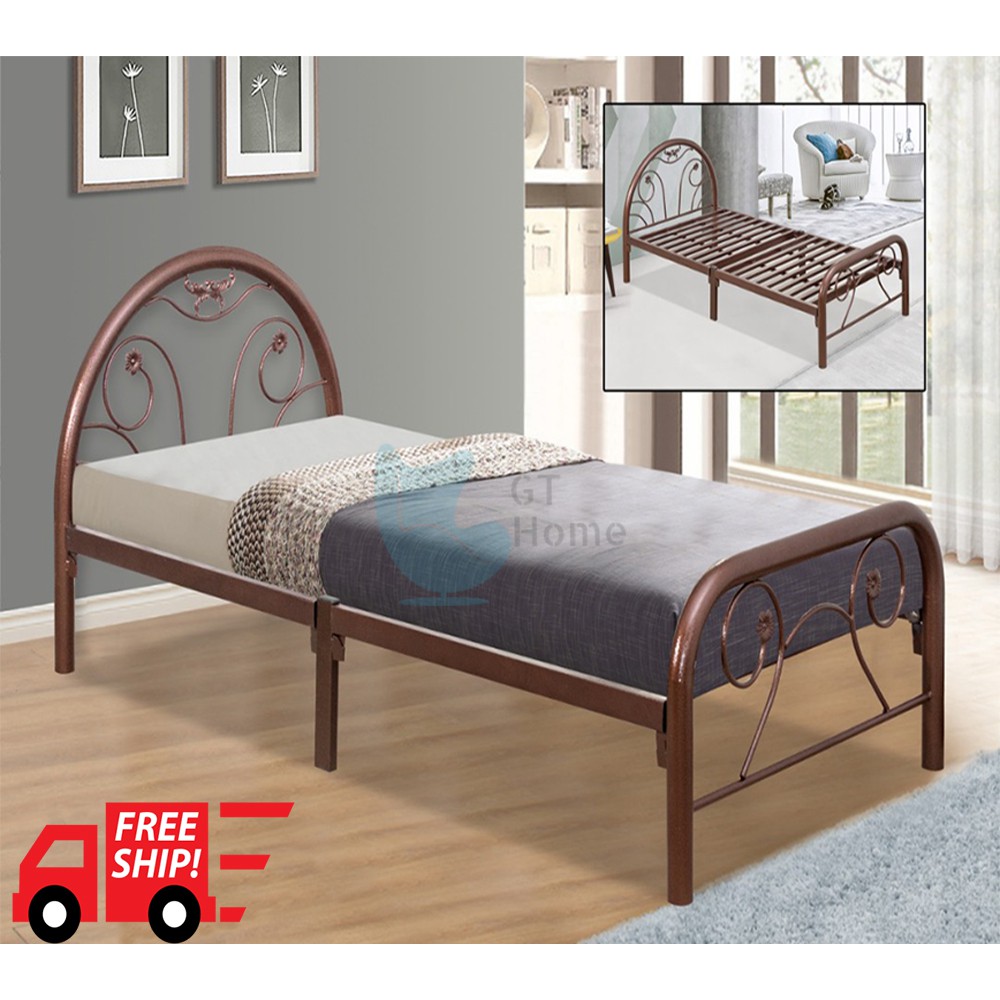 Gt Home Heavy Duty Epoxy Coated Steel Single Bed Frame Shopee Malaysia