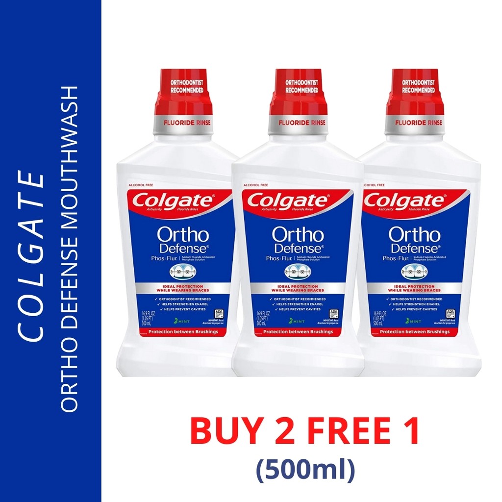 Colgate Phos Flur Anti Cavity Fluoride Rinse Ortho Defense, Cool Mint