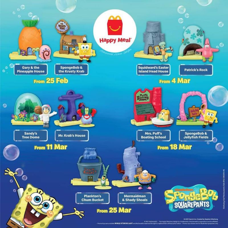 Ready Stock McDonald's Happy Meal Toys Spongebob and Squarepants 2021