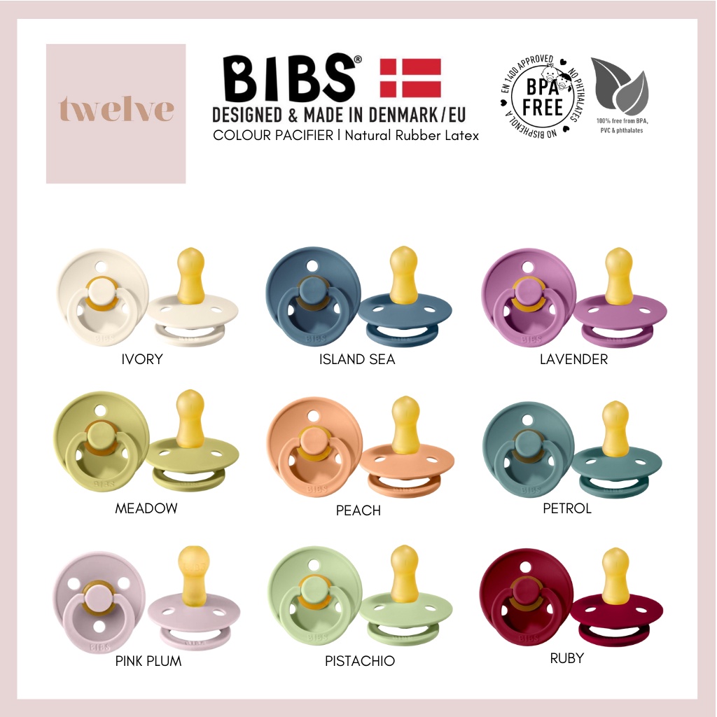 BIBS Natural Rubber Pacifier (Island Sea, Ivory, Lavender, Meadow