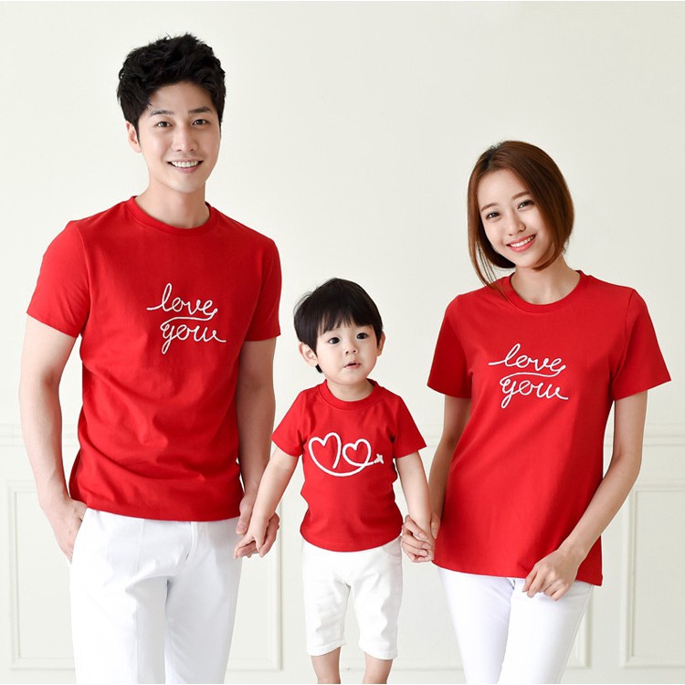 red t shirt couple