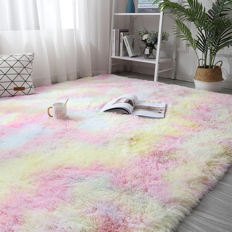 10 Size Rainbow Tie Dye Fluffy Plush Carpet Kids Room Living Room Bedside Area Rugs Soft Shaggy Floor Mats Baby Crawling Play Mat Home Decor Shopee Malaysia