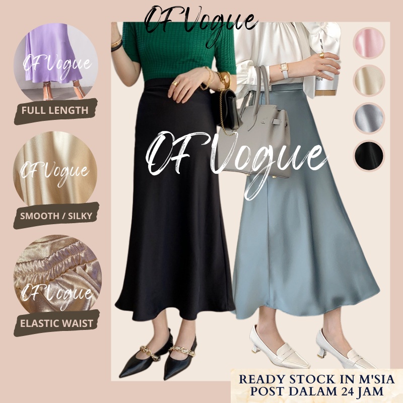 Spot GoodsM'SIASatin Skirt Women Long Ankle Skirt Labuh Smooth High Quality Women High Waist Long Skirts Maxi Skirt