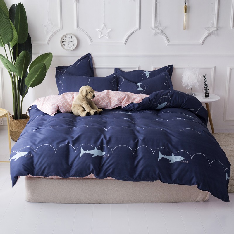 4 In 1 Shark Single Twin Double Queen King Duvet Cover Flat Sheet