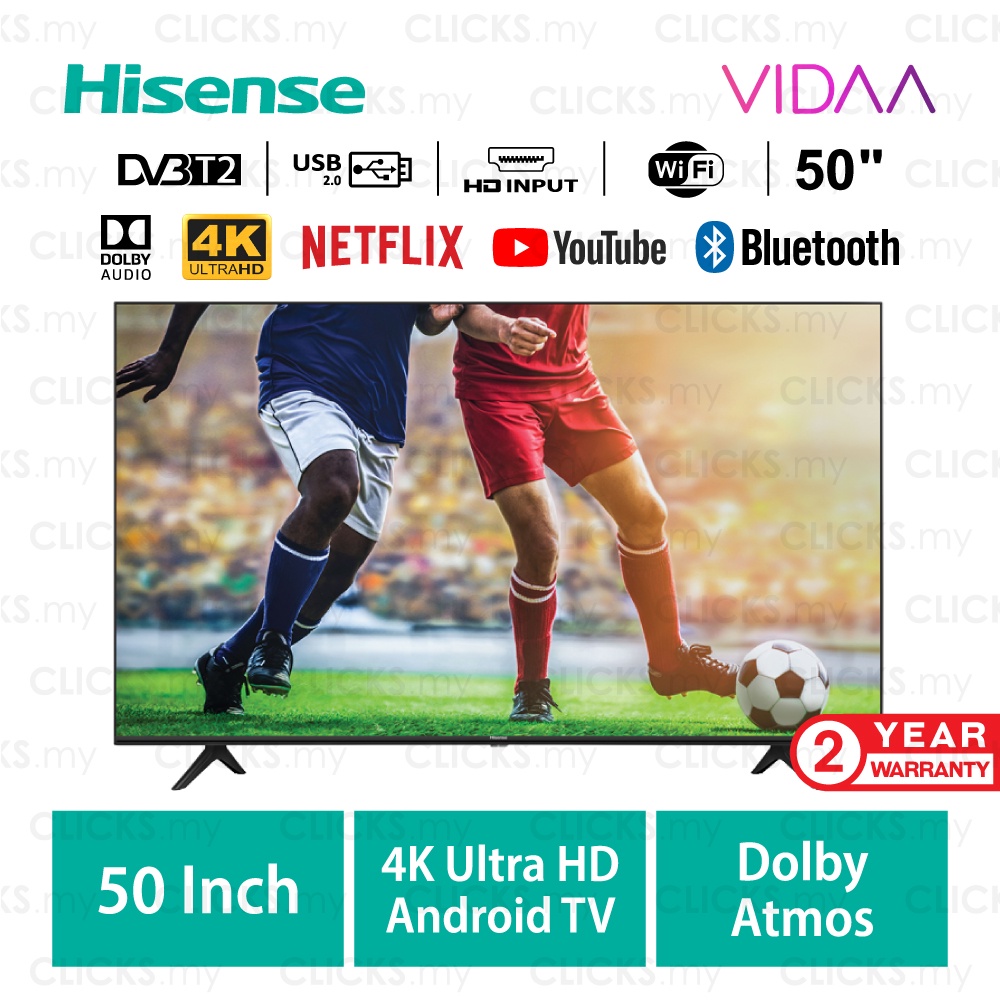 Hisense 50 Inch (50") 4K UHD Android Smart TV 50A6100G