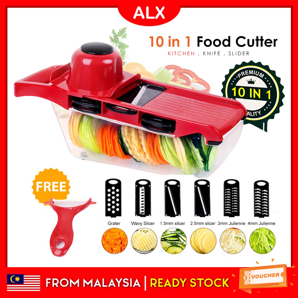 ALX CLEAR STOCK 10 in 1 Vegetable Food Mandoline Slicing Cutting