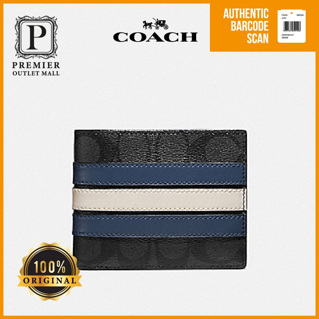 Nwt Authentic Coach 3008 3In1 Wallet In Signature Canvas With Varsity