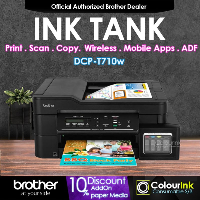 Brother DCP-T710W Color Refill Ink Tank Printer with Dye Ink Print Scan ...