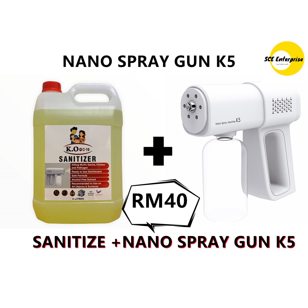 K5 Spray Gun Atomizer Blue ray Disinfection spray + K.O C-19 SANITIZER ...