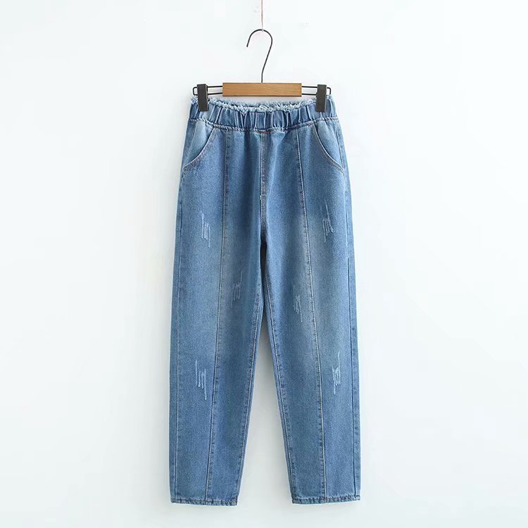 elastic waist blue jeans womens