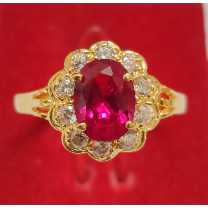 Cincin Permata Emas 916 Batu Merah 10a02