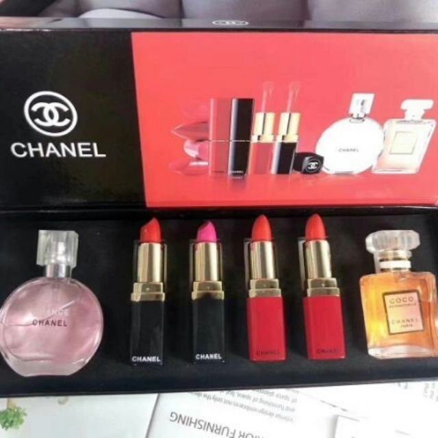 chanel perfume and lipstick gift set