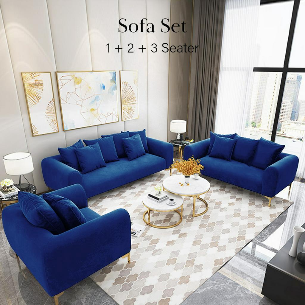 FINSSO: Heyden Velvet Fabric Post Modern Chesterfield Luxury Sofa Set