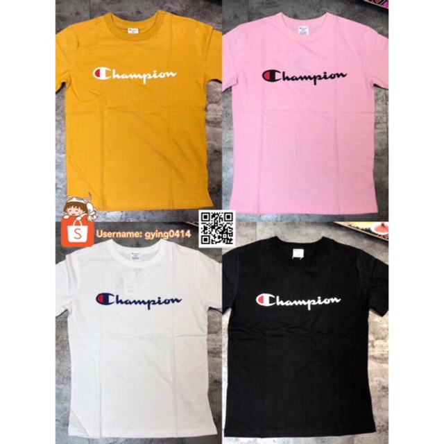 pink and black champion shirt