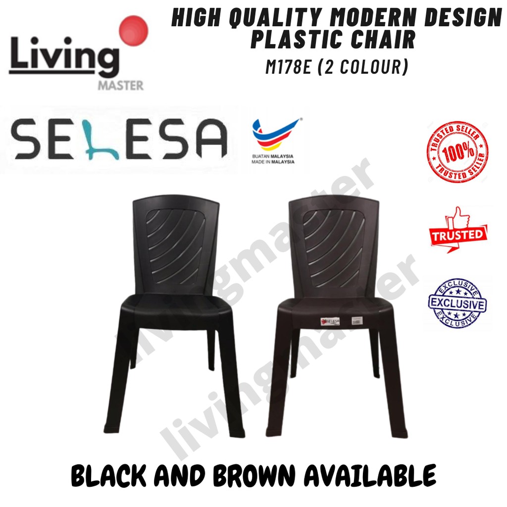 Kerusi Plastik Berkualiti Buatan Malaysia Corak Moden, Ready Stock