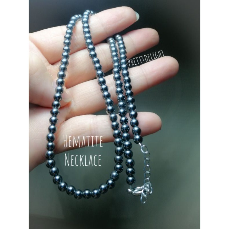Hematite Necklace Or Bracelet 4 2mm Length 50cm Shopee Malaysia